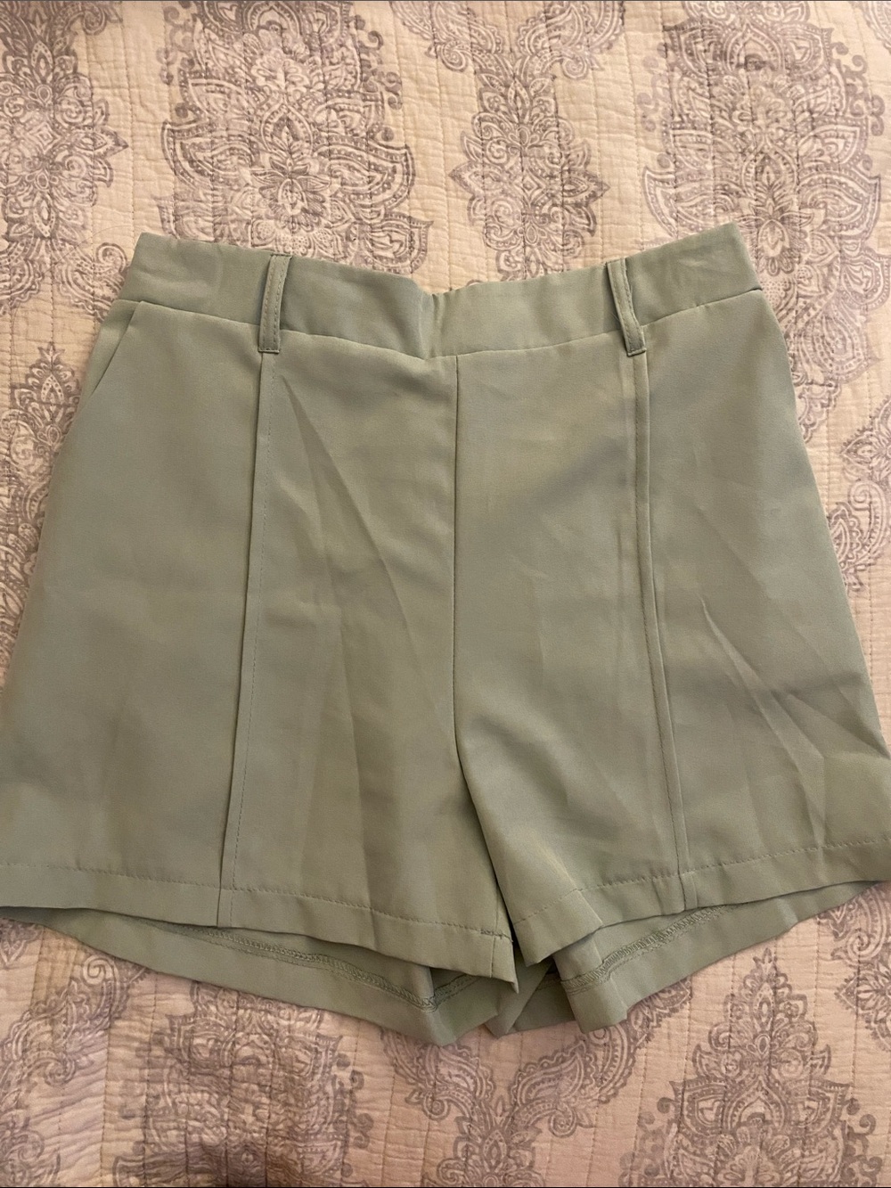 SHEIN High-Waist Tailored Shorts in Sage